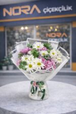 Pembe ve Beyaz Papatya Buketi