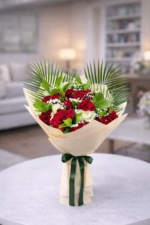 Kırmızı ve Beyaz Karışık Gül Buketi - Görsel 2